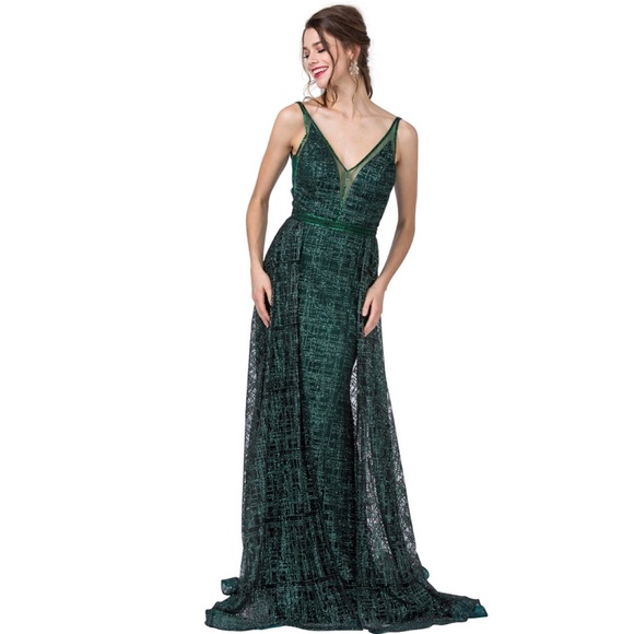 🆕NWT PROM BRIDESMAIDS V neck Embellished Gown - Picture 4 of 6